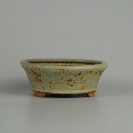 【中古】 盆栽鉢 天庵石仙 小鉢 長辺 約 7.8cm 丸鉢 釉薬 和鉢 現品 中古鉢 送料無料
