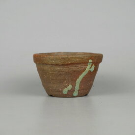 【中古】盆栽鉢 常滑 片岡美津江 小鉢 長辺 約9cm 丸鉢 泥物 現品 中古鉢