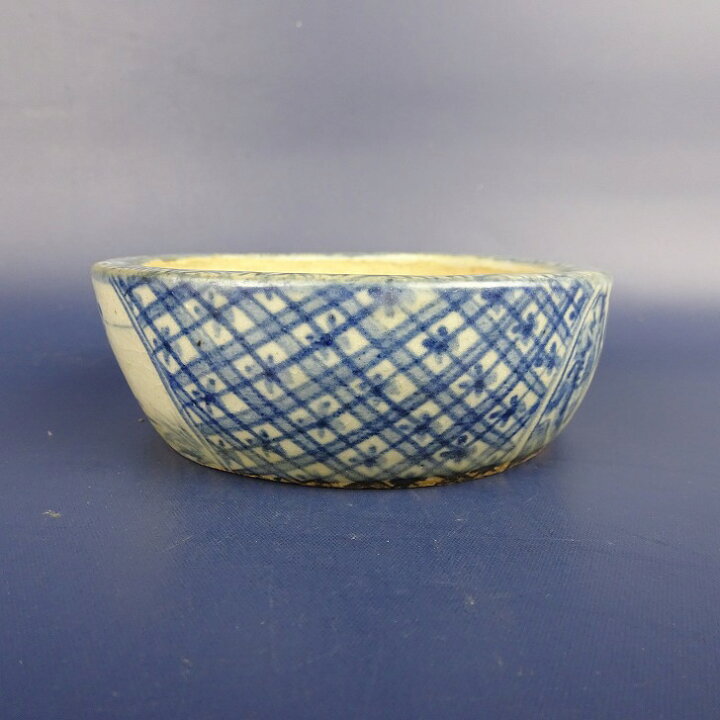 楽天市場】【中古】盆栽鉢 竹峯 小型 長辺 約13.3cm 楕円鉢 染付 風景 