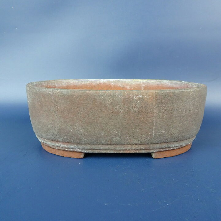 楽天市場】【中古】盆栽鉢 落款あり 小型 長辺 約15.3cm 楕円鉢 泥鉢 