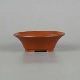 【中古】 盆栽鉢 羽苑 小鉢 長辺 約 7.7cm 丸鉢 泥物 現品 中古鉢