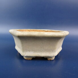 【中古】盆栽鉢 常滑 服部 小鉢 長辺 約 9cm 六角鉢 外縁 釉薬 現品 中古鉢 送料無料