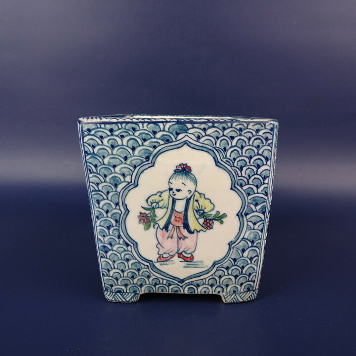 楽天市場】【中古】盆栽鉢 ゆうき祥石 小鉢 長辺 約 8.6cm 正方鉢 色絵 