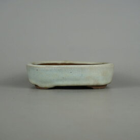 【中古】盆栽鉢 平安 虹泉 小型 長辺 約 14cm 長方鉢 撫角 釉薬 現品 中古鉢 送料無料