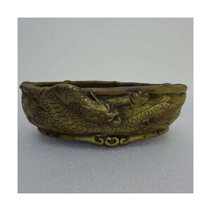 盆栽鉢 谷 嵐山 紫泥竜浮彫籠目外縁楕円鉢 新品 送料無料