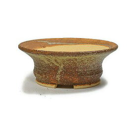 盆栽鉢 山野草鉢 陶器鉢 信楽焼 つづみ型 幅 約 15cm 高さ 約 6cm 5号 5号鉢 ミニ盆栽用 山野草 寄せ植え 盆栽 丸鉢 浅型 浅型鉢 小品盆栽 和鉢 和風　植木鉢 和風鉢 茶色 黄土色 こげ茶 ミニ盆栽用 盆栽用 山野