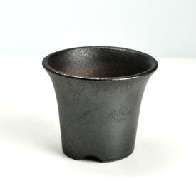 盆栽鉢 ミニ盆栽鉢 黒3.5号 ラッパ鉢 植替え ミニ盆栽 陶器