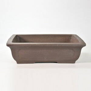 盆栽鉢 山野草鉢 瀬戸焼 ウ泥長角マド入 12号 幅37.5cm×高さ11cm