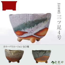 盆栽鉢 山野草鉢 信楽焼 白掛三ツ足 幅　11cm 3.5号 〜 4号 陶器鉢 手造り鉢 ミニ盆栽鉢 ミニ 鉢 和風 植木鉢 和鉢 小鉢 盆栽小鉢 山野草 長寿梅 桜 花もの 雑木