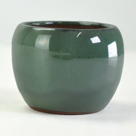 盆栽鉢 万古焼 グリーン2号 丸鉢 幅6.2cm奥行6.2cm高さ5cm 植木鉢 山野草鉢 陶器鉢 盆栽 苔盆栽 観葉植物 多肉植物