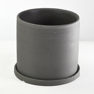 植木鉢 信楽焼 円柱鉢 受け皿付き 5号 陶器鉢