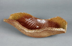 盆栽鉢 山野草鉢 「信楽焼伊羅保変形鉢」 小品 ミニ盆栽 野草 草物に最適