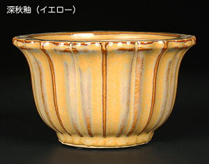 盆栽鉢 広東古鏡型鉢 石峰雨竹 植木鉢 陶器 落款あり 4号 13cm 雑木盆栽 小品盆栽 ミニ盆栽 懸崖樹に最適