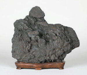 水石 「千仏石」 盆石 天然石 観賞石 すいせき 台座付き 現品限り 【送料無料】