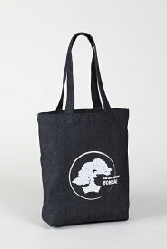 デニムトートバッグ　鎧掛けの松 盆栽の絵 エコバッグ 布製 かばん 黒松