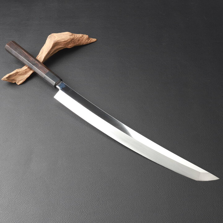 楽天市場】鬼反り先丸包丁 刺身包丁 尺二（刃渡り360mm）通常鏡面 