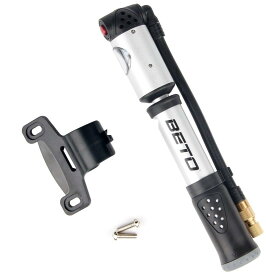 ベト（BETO） エアサス兼用 空気入れ 自転車 仏式 米式 携帯ポンプ サスペンションポンプ 超高圧300psi/20bar 2WAY ゲージ付 台湾製 シルバー MP-036