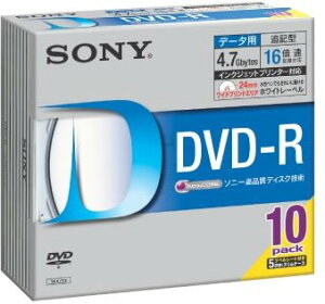 Sony DVD-R 4.7GB �f�[�^�p 16�{���Ή� �z���C�g�v�����^�u�� 10���p�b�N 10DMR47HPSH