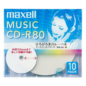 �}�N�Z��(maxell) ���y�p CD-R 80�� �C���N�W�F�b�g�v�����^�Ή��z���C�g(���C�h���) 10�� 5mm�P�[�X�� CDRA80WP.10S