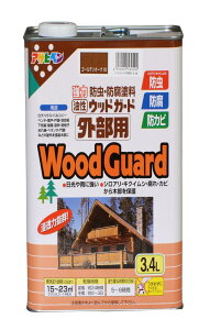 アサヒペン 塗料 ペンキ 油性 ウッドガード 外部用 3.4L ゴールデンオーク 05 油性 木部用 屋外木部の保護 艶消し ステイン仕上げ 耐光性 耐水性 防カビ 防虫 防腐 日本製