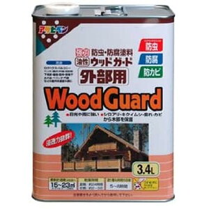 アサヒペン 塗料 ペンキ 油性 ウッドガード 外部用 3.4L ダークオーク 08 油性 木部用 屋外木部の保護 艶消し ステイン仕上げ 耐光性 耐水性 防カビ 防虫 防腐 日本製