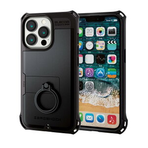 �G���R�� iPhone 13 Pro/�n�C�u���b�h�P�[�X/ZEROSHOCK/�����O�t��/�u���b�N