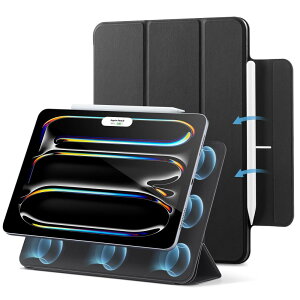 ESR iPad Pro 11�C���` �P�[�X M4 (2024�A��5����)��p ���̓}�O�l�b�g�z���� �X�����ȎO�܂�X�^���h�P�[�X Pencil Pro/USB-C���S�Ή� �ϋv���ی� Rebound�V���[�Y �u���b�N
