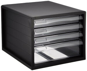 ナカバヤシ A4レターケース4段(浅3+深1) ブラック A4E-04B