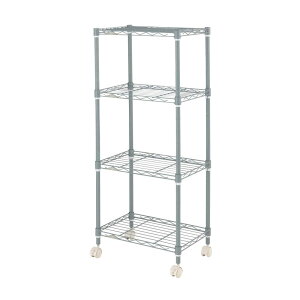 ドウシシャ ルミナス カラーラック グレー 4段 幅45 スリム オシャレでかわいい スチールラック 棚 収納 全体耐荷重120kg キャスター付き ポール径19mm 幅45.5×奥行29.5×高さ104 キッチン ランドリ