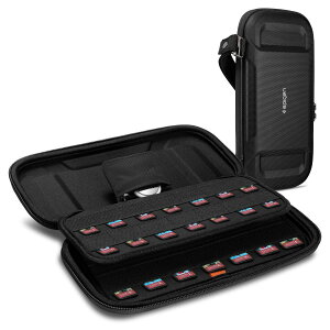 Spigen Switch ソフトケース カードケース 54枚 収納 AirTag 収納 ハード ポーチ ストラップ キャリーケース スリム ラギッド・アーマー・プロ AFA04750 (ブラック)