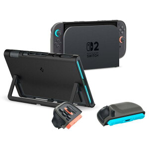 Spigen Switch2対応ケース ジョイコン脱着可能 カバー キックスタンド対応 保護力 耐衝撃 ツートンカラー ナノポップ ACS09343(ブラックセサミ)