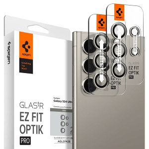 Spigen Galaxy S24 Ultra �J�����ی�t�B���� �O���[ 2�Z�b�g �\��t���L�b�g�t�� �����ߗ� �d�x9H �ϏՌ� �M�����N�V�[ S24 Ultra �Ή� �����Y�ی�t�B���� EZ Fit Optik Pro