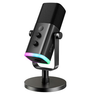 FIFINE �X�^���h�A�����}�C�N �P��w���� �_�C�i�~�b�N�}�C�N �~���[�g�{�^�� RGB�C���~�l�[�V�����X�C�b�` ���ʒ��� �w�b�h�t�H���[�q�t�� PC �v���X�e�Ή� �T�E���h�J�[�h �~�L�T�[�Ή��\