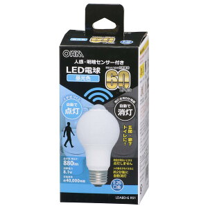 �I�[��(OHM) �d�@ LED�d�� E26 60�`���� �l�����ÃZ���T�[�t �����F �l���Z���T�[ 60���b�g���� �����_�� ���� �g�C�� �L�� �K�i LDA8D-G R51 06-4466
