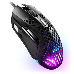 SteelSeries USB �Q�[�~���O�}�E�X �L�� Aerox 5 ���y�� 9�{�^�� �������� �����Ԏg�p�\ TRUEMOVE AIR�Z���T�[���� 62401 �u���b�N