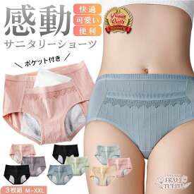 サニタリーショーツ 【高評価★4.42】 3枚 セット 綿 ポケット 大きいサイズ 下着 レディース ジュニア 昼用 生理 パンツ かわいい 生理用下着 サニタリー ショーツ 夜用ショーツ 生理ショーツ サニタリーパンツ おしゃれ コットン 漏れない 防水布
