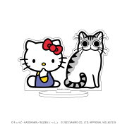 【グッズ】キャラアクリルフィギュア「夜は猫といっしょ×サンリオキャラクターズ」04/キュルガ×ハローキティ(コラボイラスト)