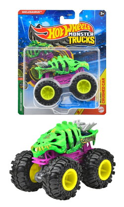 ホットウィール(Hot Wheels) モンスタートラック 1:64 スケルサウルス 乗り物おもちゃ ミニカー 3歳から グリーン …
