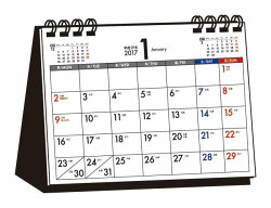 シンプル卓上カレンダー「月曜始まり／A6ヨコ」（2017）