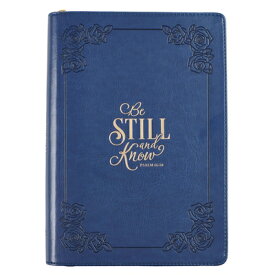 Classic Faux Leather Journal Be Still and Know Psalm 46:10 Bible Verse Navy Blue Inspirational Noteb CLASSIC FAUX LEATHER JOURNAL B [ Christian Art Gift ]