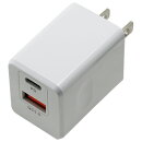 PD＆QC対応 Type-C／1 USBポート AC充電器 18W ホワイト
