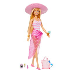 バービー(Barbie)　ピンクボーダーみずぎビーチセット きせかえ人形・ハウス ままごと・ごっこ遊び バービー人形 3…