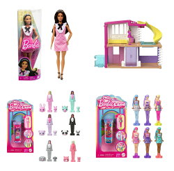 【セット商品】バービー(Barbie)ファッショニスタ フリルピンクワンピース+ミニバービーランド ドリームハウス(ホ…