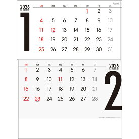 トーダン 2026年 カレンダー 壁掛け シンプル2（ミシン目入り15ヶ月 / 日付マーカー付） 53.5 x 38cm TD-30943 / 実用・スケジュール管理