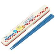 スポンジ・ボブ HUNGRY　お箸 短め 子供 カチャカチャならない携帯おはし・箸箱セット 18cm