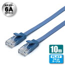 CAT.6A フラットLANケーブル　10m　ブルー