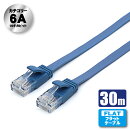 CAT.6A フラットLANケーブル　30m　ブルー