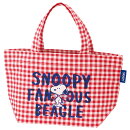 SNOOPY スヌーピー チエック レッド　ランチバッグ 帆布 トート バッグ