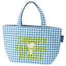 SNOOPY スヌーピー チエック ブルー　ランチバッグ 帆布 トート バッグ