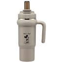 ディズニー ミッキー シンプルロゴ　大型水筒 キャラクター ハンドル付 ストロー 大型タンブラー 830ml